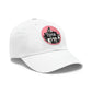 repeak energy dad hat, black, white, and pink, side angle