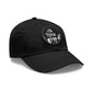 repeak energy dad hat, white and black, side angle